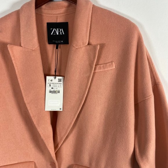 Zara peach oversized coat NWT size S - Picture 11 of 16